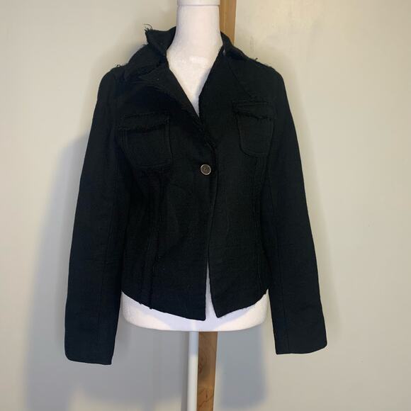 Banana Republic black one-button wool jacket size 2 - Picture 2 of 12